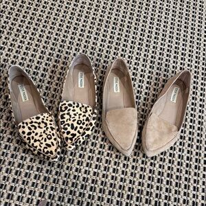 (2) Steve Madden Leopard Print and Beige Flats